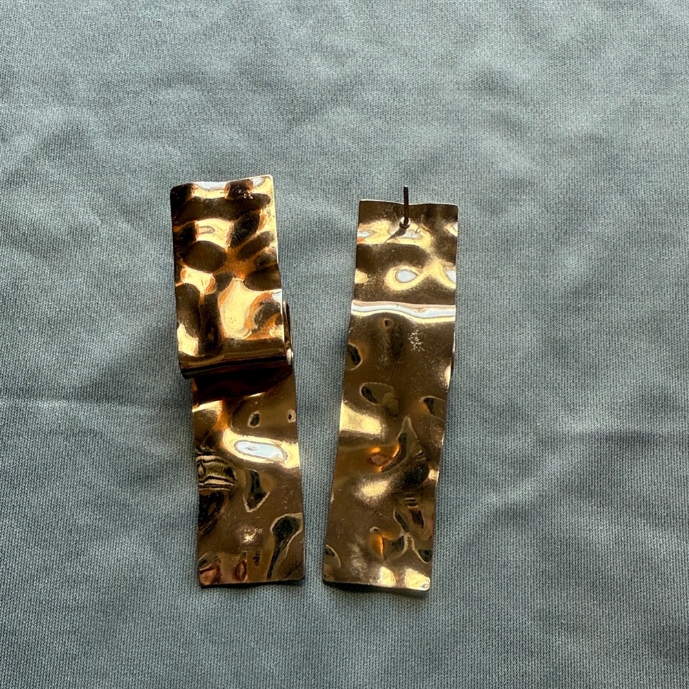 Gold Hammered Metal Earrings